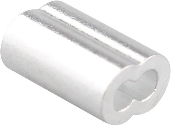 Futheda 100 pcs Aluminum Crimping Loop Sleeve Clips with Double Ferrules/Holes for 1.5mm Cable Wire Rope Silver Tone - Image 3