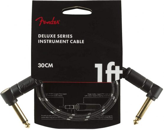 Fender 990820095 Deluxe Series Patch Cable - 1 ft – ANG/ANG - Black Tweed