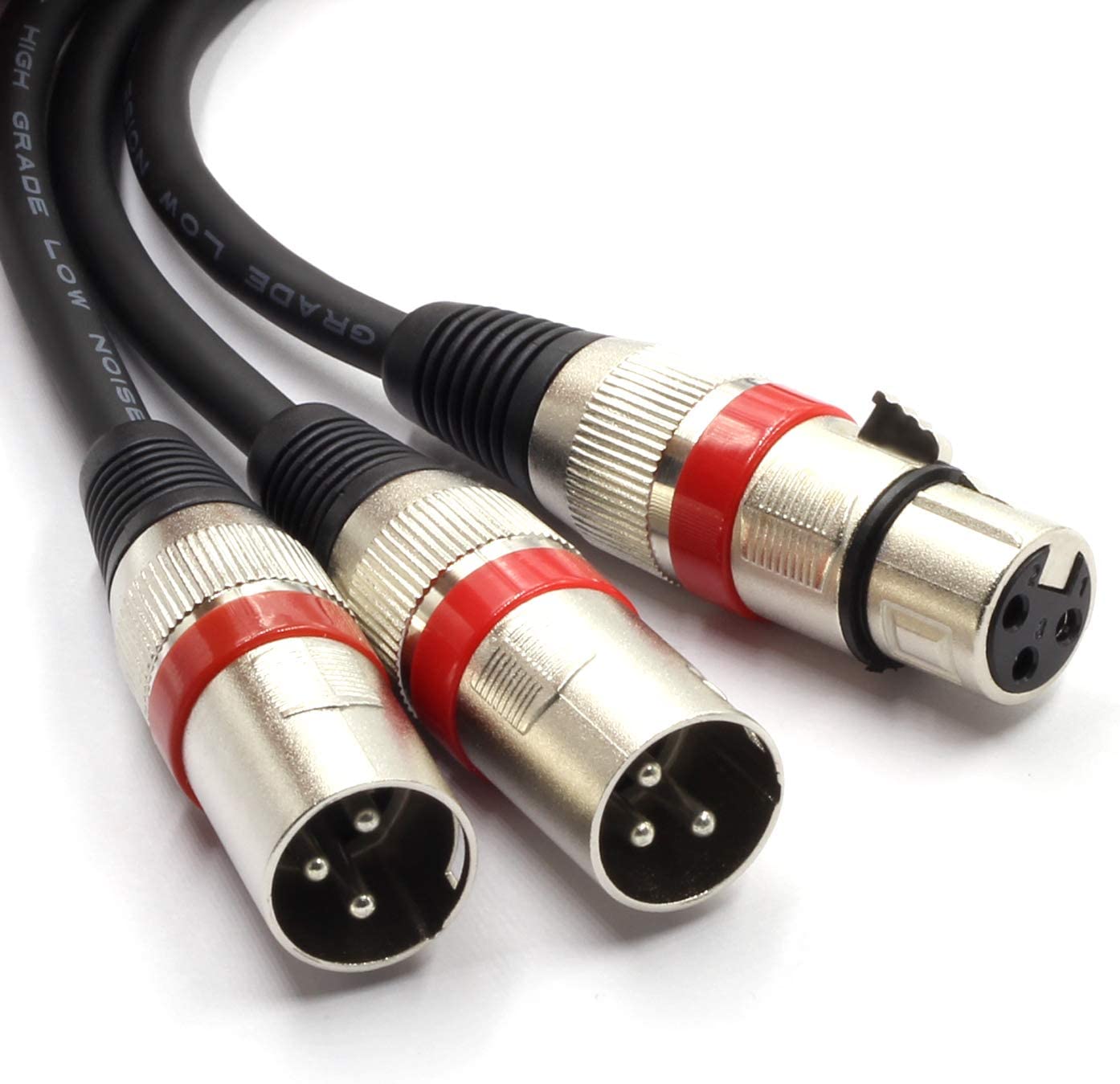 SiYear Balanced Microphone Y Patch Cable XLR Female to Dual XLR Male Audio Splitter Adapter 3 Pin 50cm, Black XLRF to 2XLRM, XLRF-2XLRM - Image 2