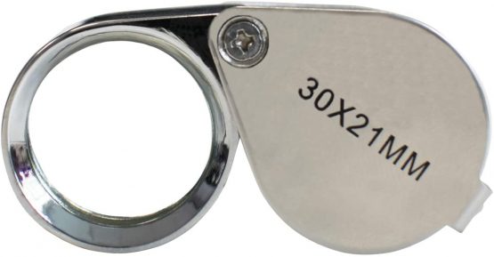 DIGIFLEX Jewellers Loupe - Lens 30 x 21mm Glass Jewellery Antiques Magnifier Eye Lens - Magnifying Handheld Loop - Eyeglass for Hobbies Geology Coin Collecting