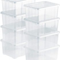 Grizzly 8 x Small Organizing Boxes with Lids - 1.7 Litre - 7.5x5.7x3.5 inch (19x14.5x9 cm) - Stackable Clear Containers - Transparent Organiser