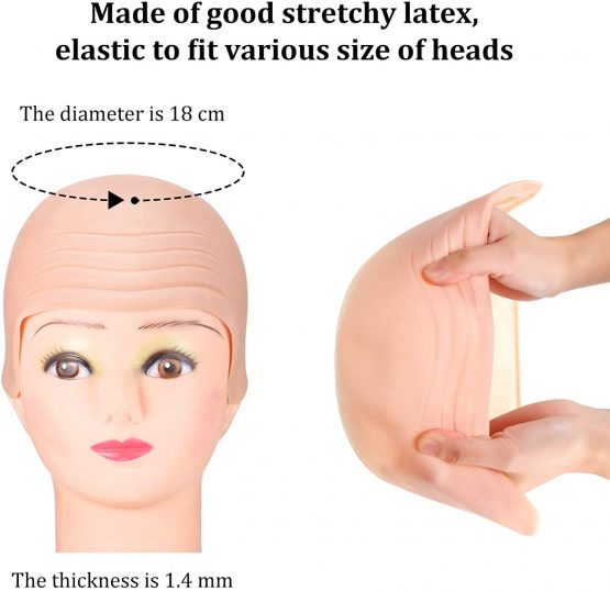 Bald Cap Bald Skin Thick Latex Head Cap Skin Skull Wig Cap Fancy Dress Cosplay Hat for Kids Adults - Image 2