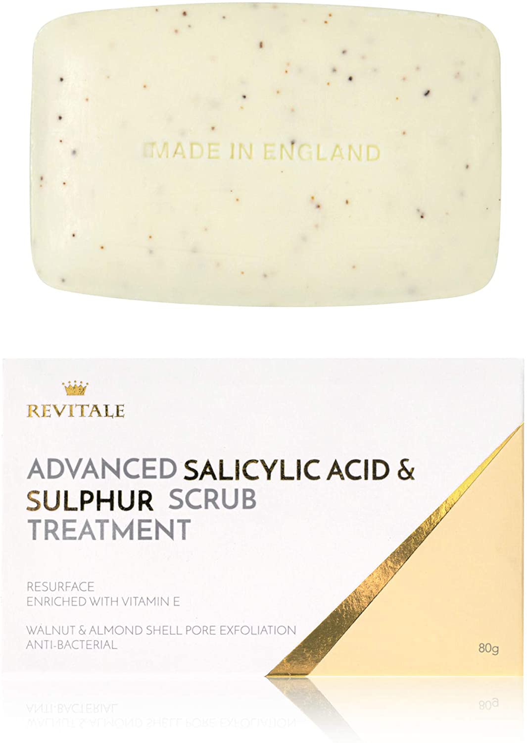 Revitale Advanced BHA Salicylic Acid & Sulphur Scrub Soap - Clarifying Exfoliating Bar, Yellow, 80 g (Pack of 1)