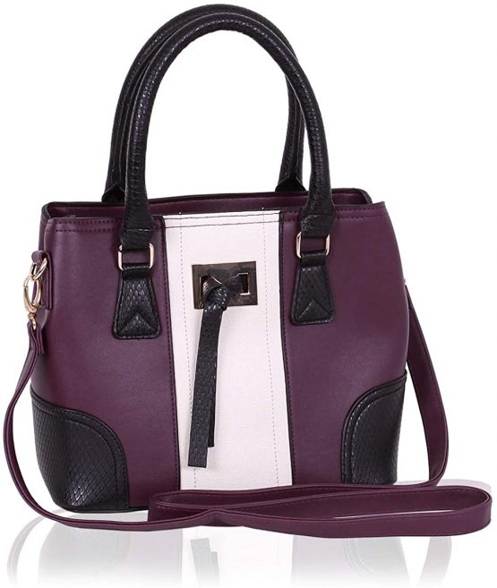 Purple/Black/Beige, Faux Leather Handbag For Ladies