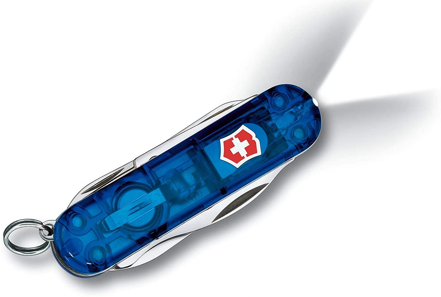 Victorinox Midnite Manager Swiss Army Knife, Small, Multi Tool, 10 Functions, LED, Scissors, Blue Transparent - Image 2