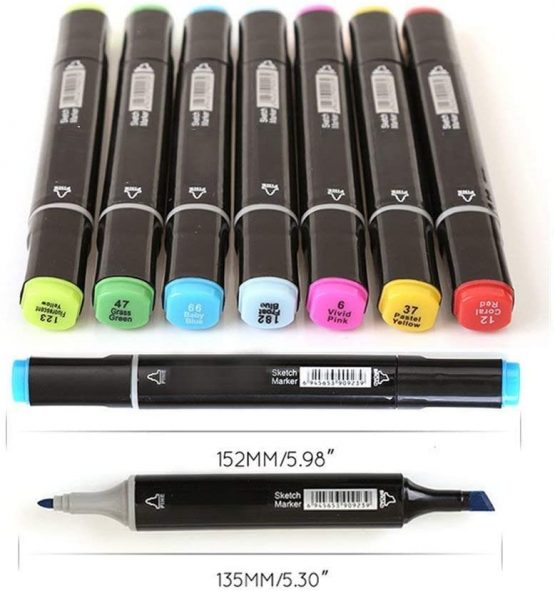 40 Colours Graphic Marker Pen,Artist Necessary Permanent Art Markers Twin Marker Pen Animation Design for Drawing Coloring Highlighting and Underlining, black - Image 4