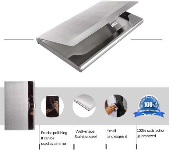 VIPITH Super Light Business Card Holder Professional Stainless Steel Business Name Card Case Keep Business Cards in Immaculate Condition Slim Design for Men and Women, for Travel and Work – Silver - Image 3
