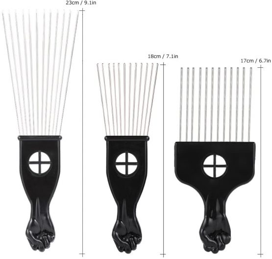 3Pcs Afro Combs, Professional Metal African American Hair Comb for Hairdressing Styling Tool - Image 4