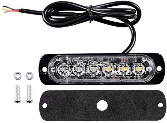 Ricoy 6 LED 18W Amber Ultra Slim Underbody Emergency Hazard Strobe Warning Grille Working Light Bar for 12V - 24V Car Vehicle, Safety Flashing Beacon For Boat SUV Trailer Caravan (Pack of 4) - Image 2