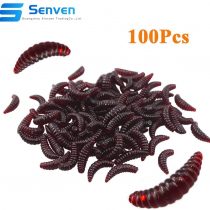 senvenelec Artificial Worm, Biomimetic Soft Silicone Earthworm Lures Worm Fishing Lures Simulation Red Worms Plastic Green Environment Strong Temptation Bait Fake RedWorm - Dark red 100Pcs