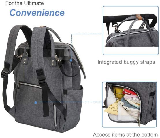 Lekebaby Nappy Changing Backpack Changing Bag with Changing Mat - Image 4