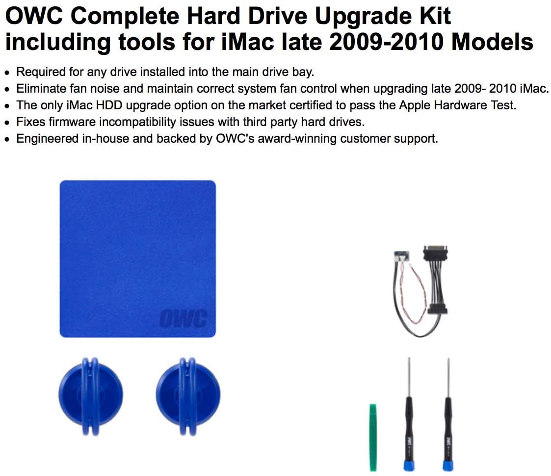 OWC - DIY Bundle Complete Hard Drive Upgrade Kit for Apple iMac late 2009-2010 Models, Black, Blue, Red, Kit de mise à niveau complet - Image 4