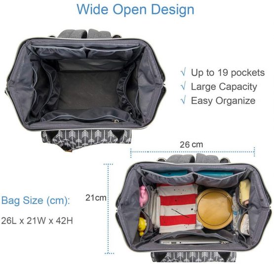 Lekebaby Nappy Changing Backpack Changing Bag with Changing Mat - Image 2