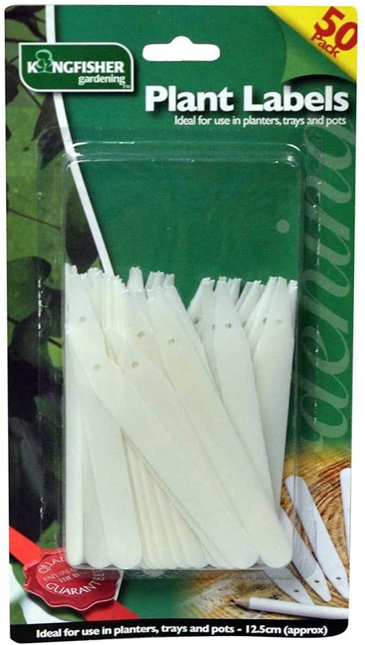 Kingfisher GSP202 Plant Labels and Pencil - White (Pack of 50), Transparent, 1.3x0.1x12.2 cm