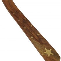 HomeAdorable Incense Stand Wooden Ash Catcher with Brass Stars Incense Stick Holder (Brown)
