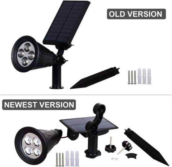 T-SUN (2 Pack&250 Lumens) LED Solar Spotlight, 4 Led Blue Waterproof Outdoor Security Garden Landscape Lamps, 180°angle Adjustable, Auto-on/off for Tree, Yard,Lawn,Pathway,Deck,Patio Etc. - Image 2