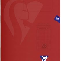 Clairefontaine Mimesys S 'coolbook 333228 °C Notebook with Polypropylene Lid Strong and Sturdy, Ideal for School All Squared with Margin, 16 Sheets 90 g DIN A4 21 x 29.7 cm, 1-Piece, Red