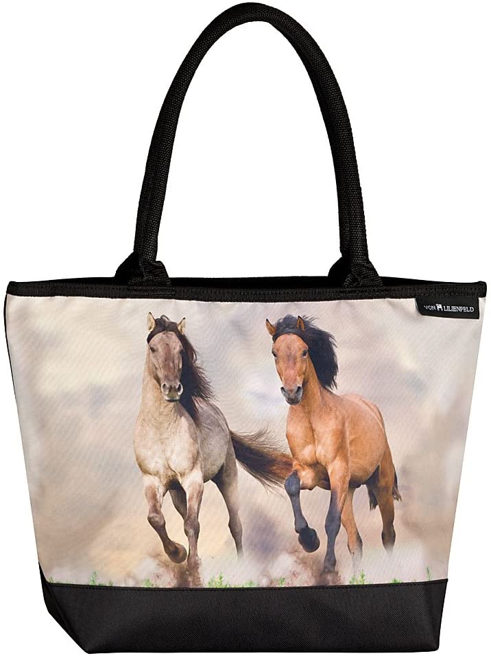 VON LILIENFELD Handbag Wild Horses Design Shopper Dimensions L 42 x H 30 x D 15 cm Beach Bag Handbag Office, multicoloured