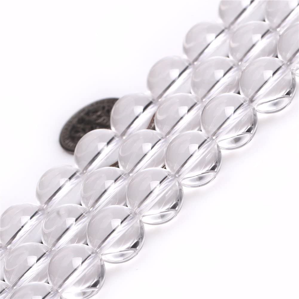 Grade natural white clear rock quartz crystal beads 15'' (white/12MM)