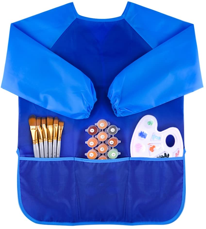 Kuuqa Waterproof Children Art Smock Kids Painting Baking Cooking Aprons with 3 Roomy Pockets,Painting Supplies