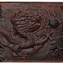Mens Brown Wallet with Card Holder Dragon horizontal