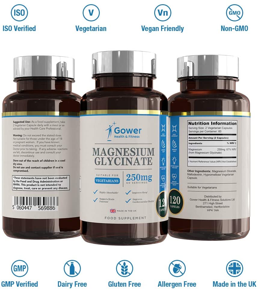 GH Magnesium Glycinate - 250mg Magnesium Bisglycinate per Serving - 120 Glycinate Supplements, 120 count (Pack of 1) - Image 2