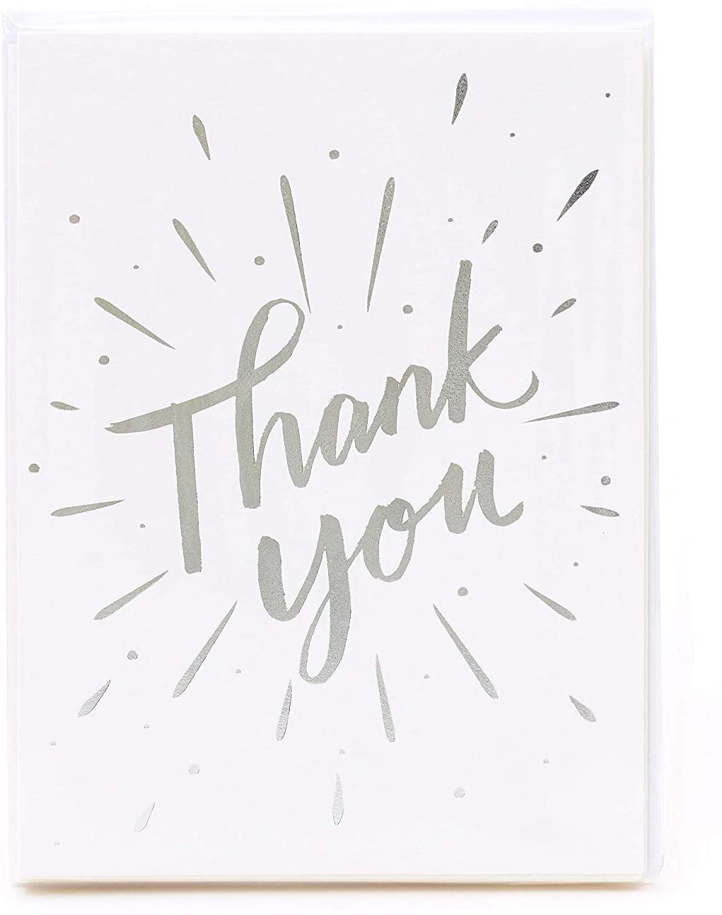 Multipack of 10 Thank You Cards - Thoughtful Cards - Silver Foil Lettering Design, 109mm x 148mm - Image 3
