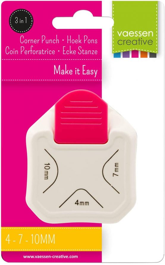 Vaessen Creative 1 Eckenstanzer, Eckenabrunder aus Metall Plastik, Zum Basteln mit Papier, Karten Gestalten und Scrapbooking, 4, 7, 10 mm, White, 4-7-10mm - Image 3