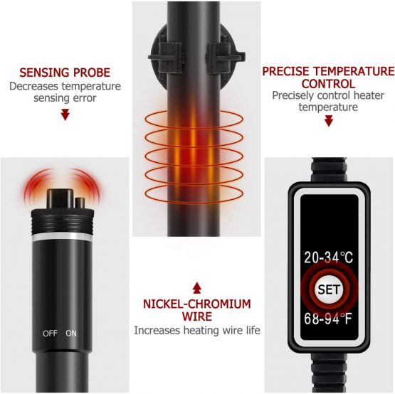 POPETPOP 400W Aquarium Heater - Submersible Titanium Fish Tank Heaters with Intelligent LED Temperature Display - Image 3