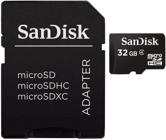 SanDisk 32GB Class 4 MicroSD with microSDHC-SD Adapter, Black