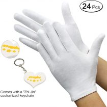12Pairs Pure Cotton White Gloves Inspection Jewelry Health Daily Work Gloves Large For Men Women (12)