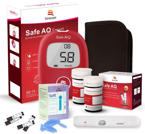 sinocare Diabetes Testing Kit / Blood Glucose Monitor Safe AQ Smart