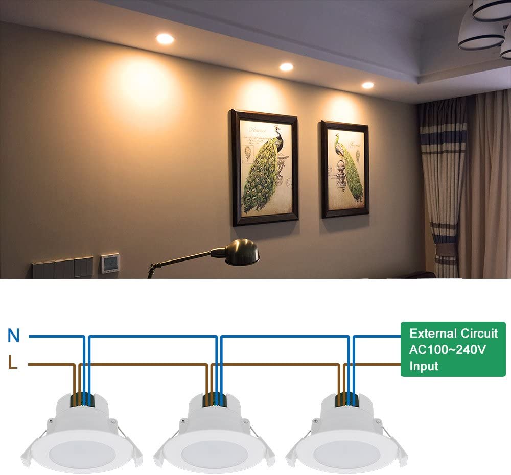 8W LED Small Recessed Downlights Recessed Ceiling Lights Warm White ...