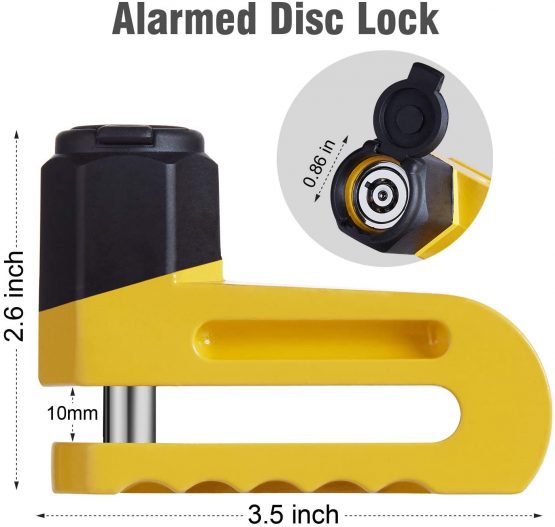 Tech Traders Waterproof Anti-Theft Bicycle Motorbike Motorcycle Disc Lock 10mm Pin with Wire - Image 2