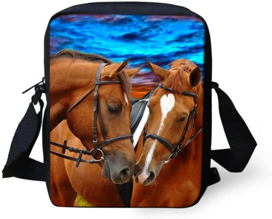 HUGS IDEA Horse Printed Mini Messenger Bag Small Shoulder Bags Travel Crossbody Bags Cell Phone Purse Wallet