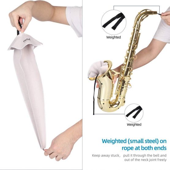 Imelod Saxophone Cleaning kit with Case for Alto Tenor Clarinet Flute and other Wind & Woodwind Struments Including Sax Cleaning Cloth(4pcs),Mouthpiece Brush(Dark Gray) - Image 3