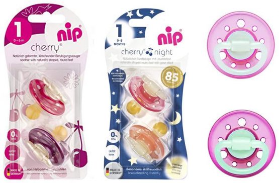 NIP Cherry-Form Latex Dummy 0-6 Months, Pack of 6 for Girls, Day & Night, 6 Colours, Made in Germany
