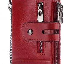 HALOViE Mens Wallet RFID Blocking Leather Wallets with Zip Coin Pocket Credit Card Holder Anti-Theft Purse(Red)