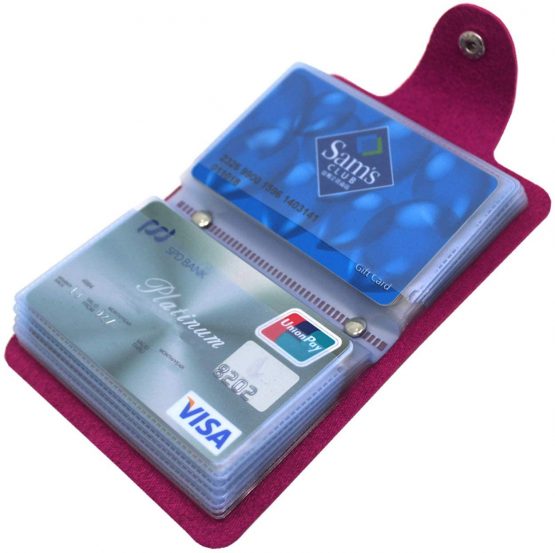 Mocasor Credit Card Holders for Women Men Bank Card Case (Rose Red)