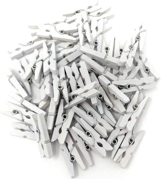100 Mini Wooden pegs (White) by arkCRAFT