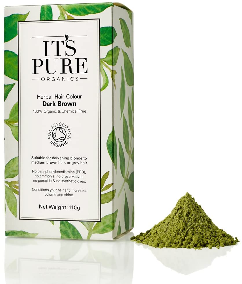 It's Pure Organic Herbal Hair Dye in Dark Brown 110g, 110 g (Pack of 1)