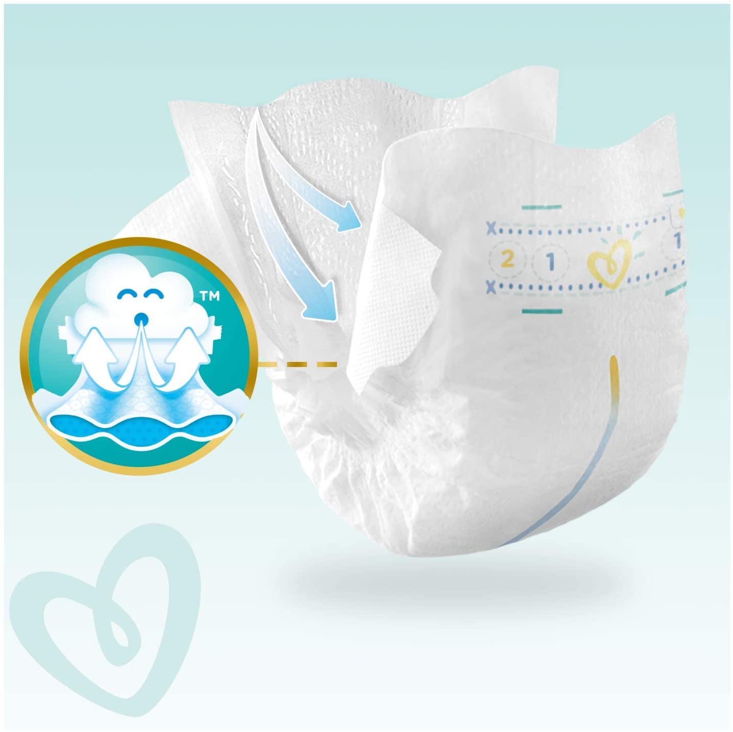 Pampers Premium Protection Size 1 x 72 Nappies, 2 kg - 5 kg, White, Size 1 (72 Count) - Image 4