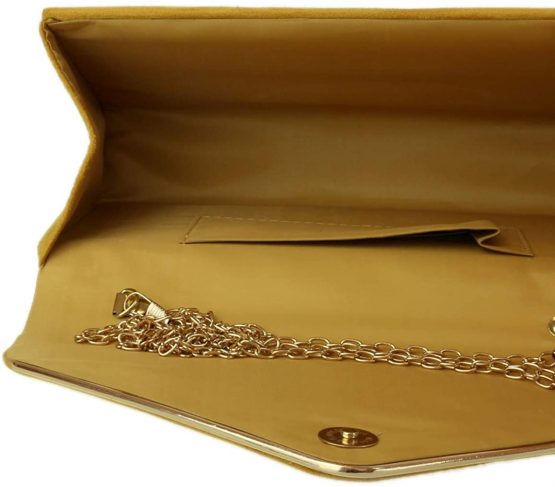 Girly Handbags Faux Suede Clutch Bag Envelope Metallic Frame Women Handbag - Image 4