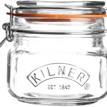 Kilner 25.51 Preserving Jar for Jam, with Square Base and Mechanic Cap Clip, Capacity: 0.5 litres
