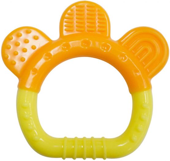 PREMYO Teething Toy for Baby Teether Silicone - Soothes Sore Gum Pain - Easy to Grab BPA Free Yellow Orange