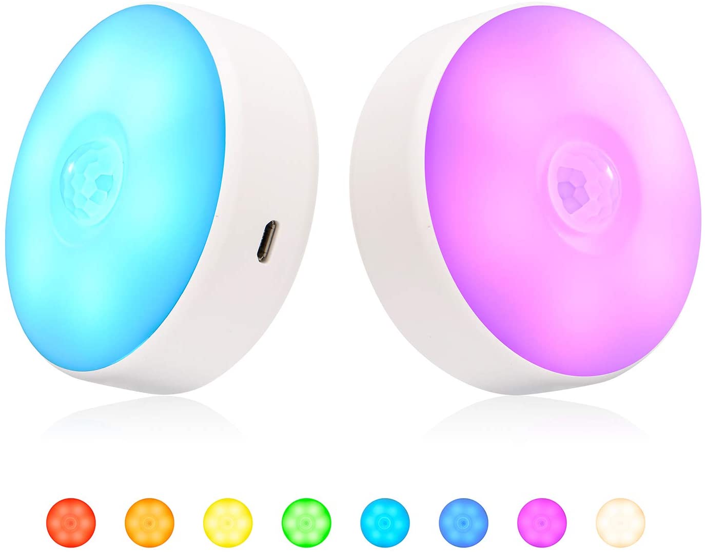 SingHong Motion Sensor LED Night Light, USB Rechargeable, 8 Lighting Colors, 3 Working Modes, Magnet Stick Anywhere