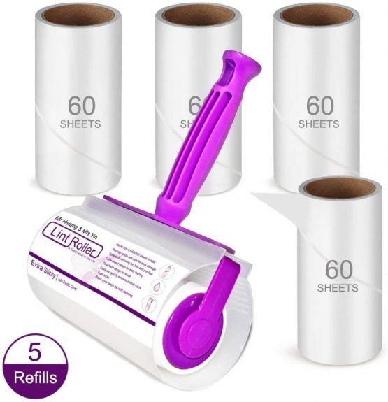 Mr Hsiung & Mrs Yin Lint Rollers for Pet Hair, Clothes Roller, Lint Roller for Clothes, Extra Sticky Lint Remover Brush, Pet Hair Remover, 1 Roller + 5 Refills, 300 Sheets Total