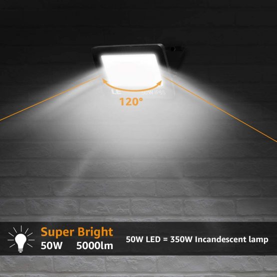 Lepro 50W Led Floodlight Outdoor, 4250lm LED Security Lights, 350W Incandescent Lamp Equivalent, Waterproof IP65, Daylight White Outdoor Lights for Warehouse, Playground, Backyard and More - Image 4