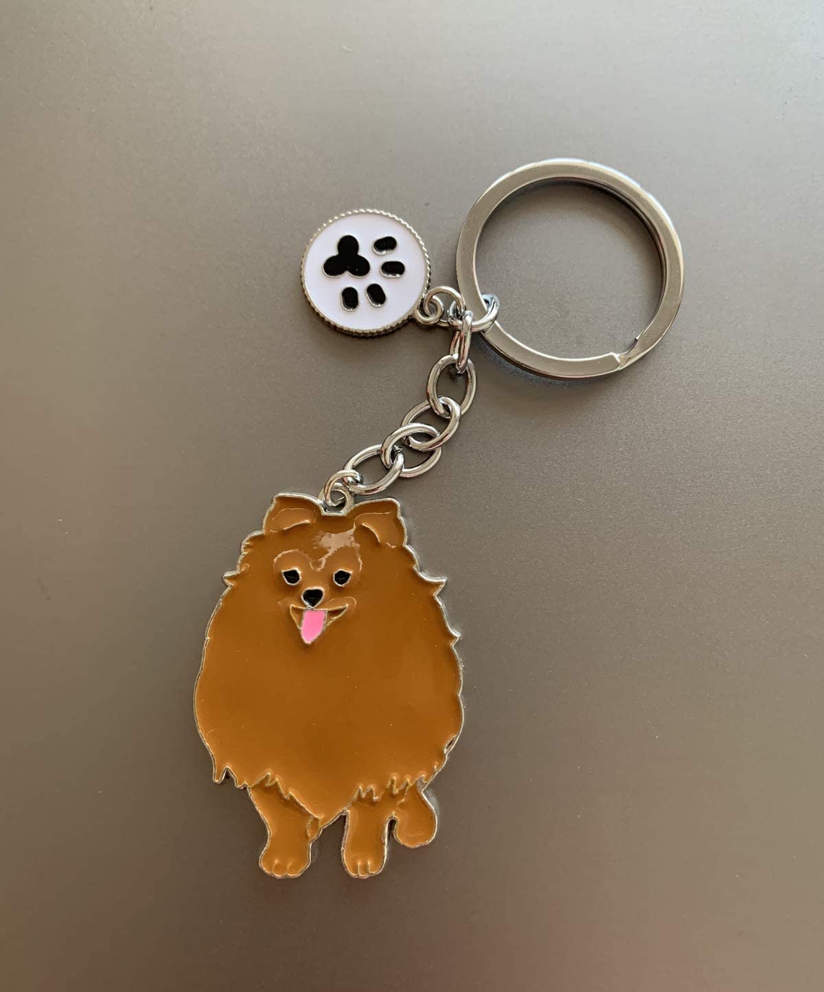Dog Key-ring Keychain,10cm Cute Metal Dog Keychain Keyring Keyfob Bag Charm Best Birthday (Brown Pomeranian) - Image 3