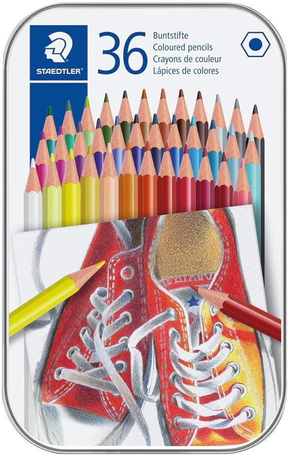 STAEDTLER 175 M36 Wood-Free Coloured Pencils - Assorted Colours (Tin of 36), 36 count (Pack of 1)